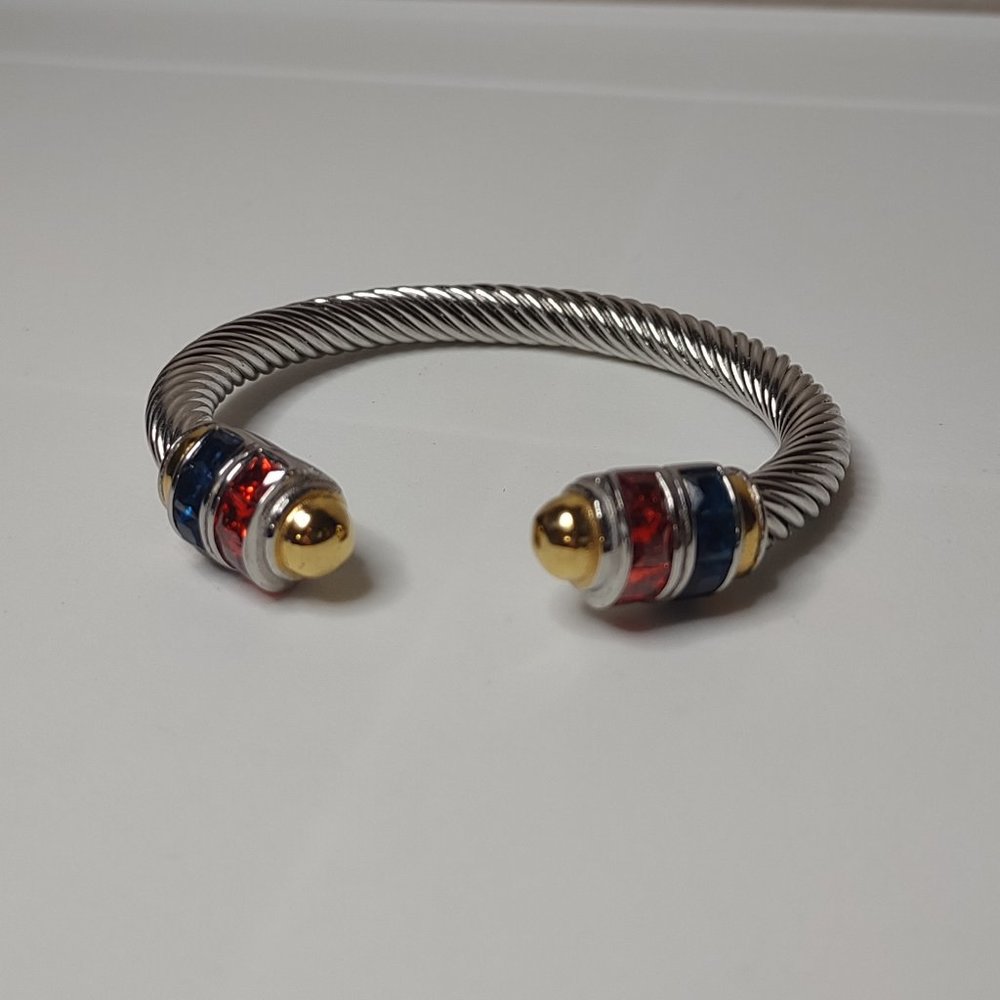 Blue, Red, And Silver Tone Bracelet